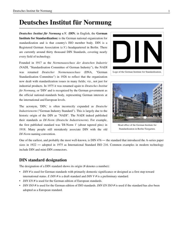 Overview of Deutsches Institut für Normung | PDF | Reference ...