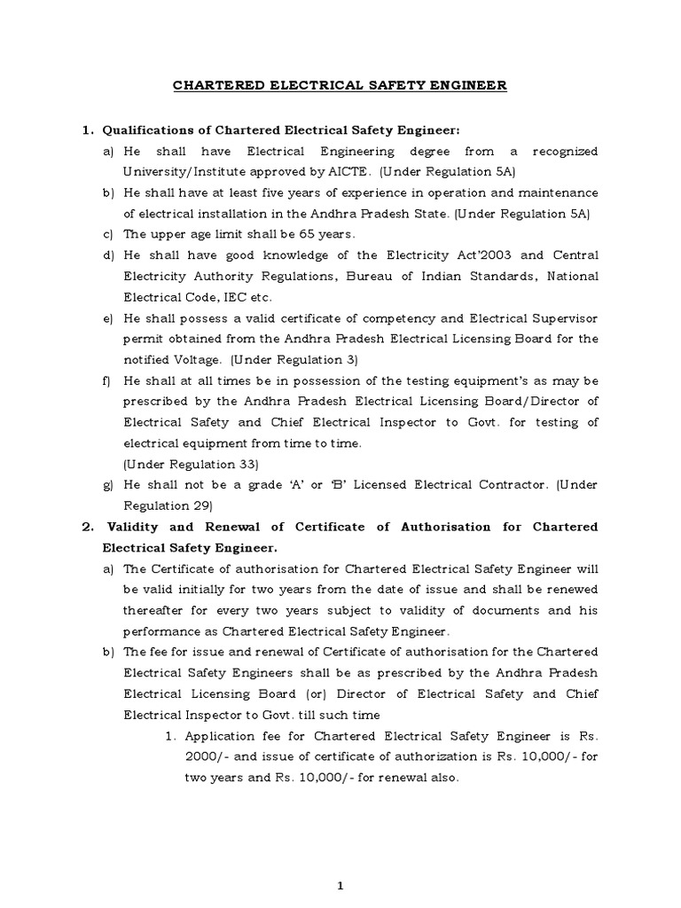 Chartered Electrical Safety Engineer PDF Safety Engineer