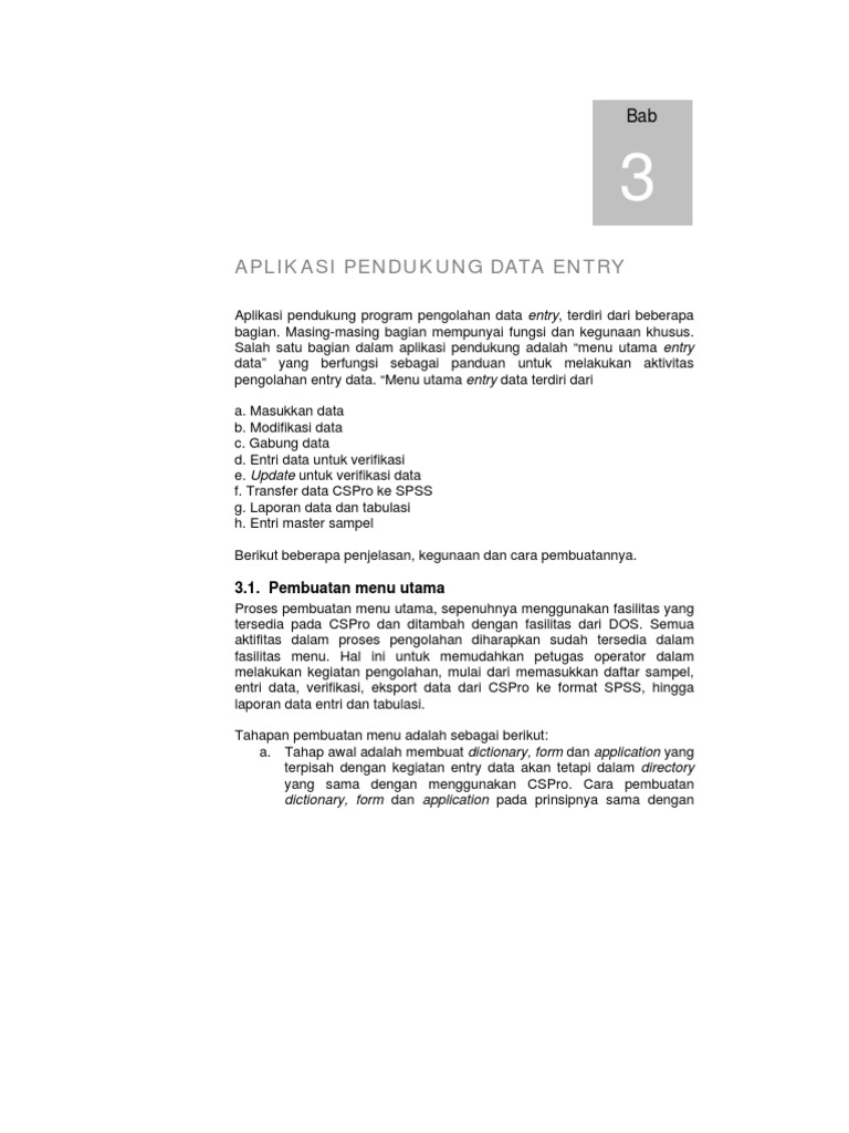 Aplikasi Data Entry CSPro dan Fungsinya | PDF