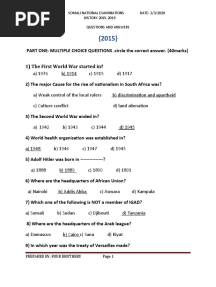 History Exam 2015 2019 National Government