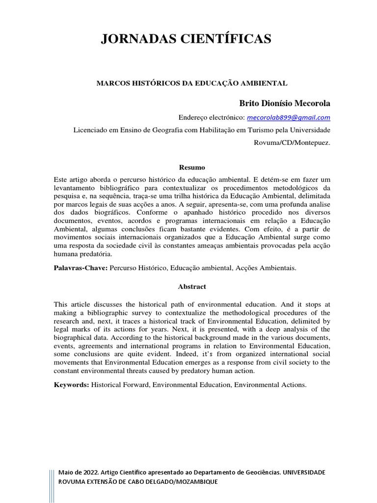 Marcos Históricos Da Educação Ambiental | PDF | Movimento ambientalista ...