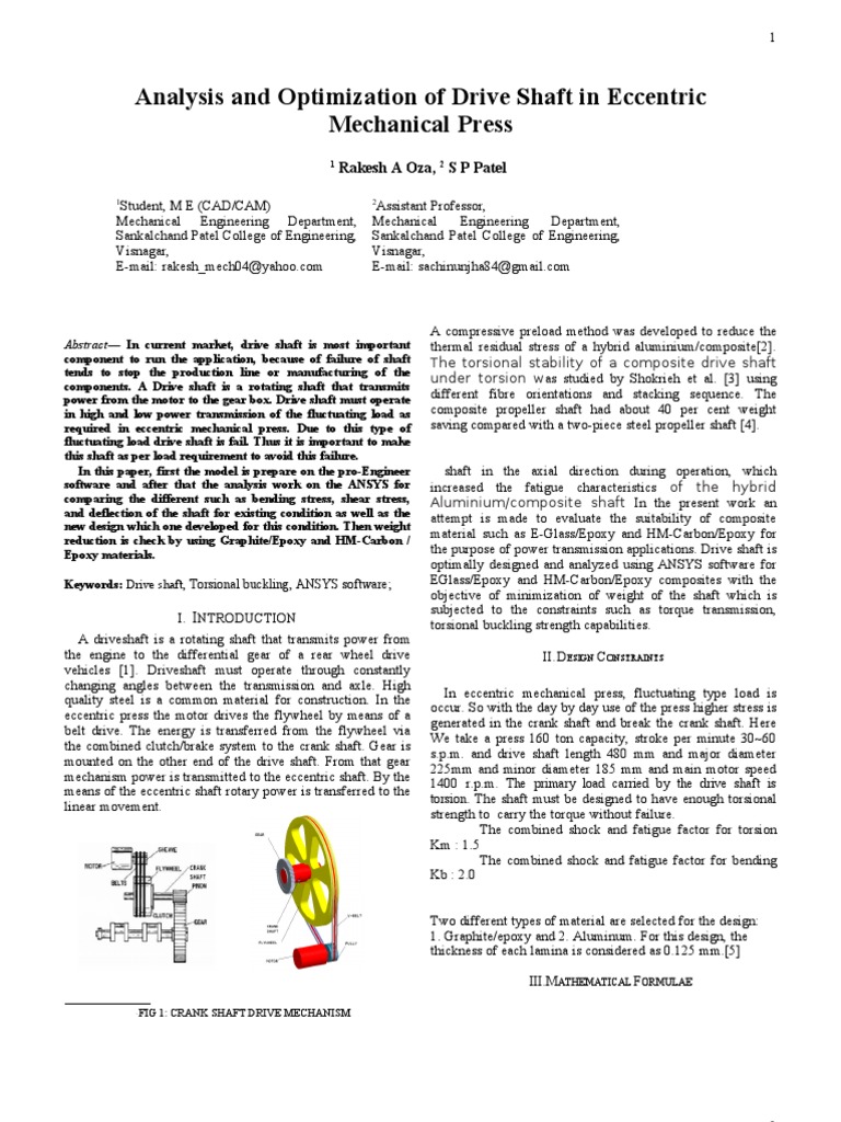 Drive Shaft Design Optimization Analysis | PDF | Transmission ...