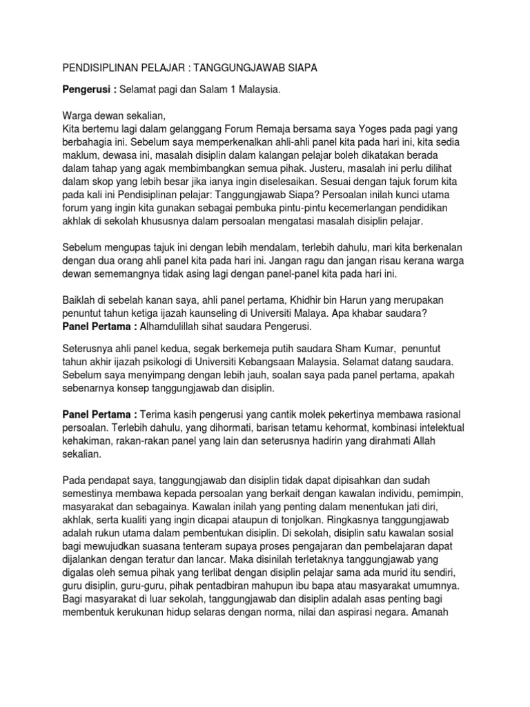 Pendisiplinan Pelajar Pdf