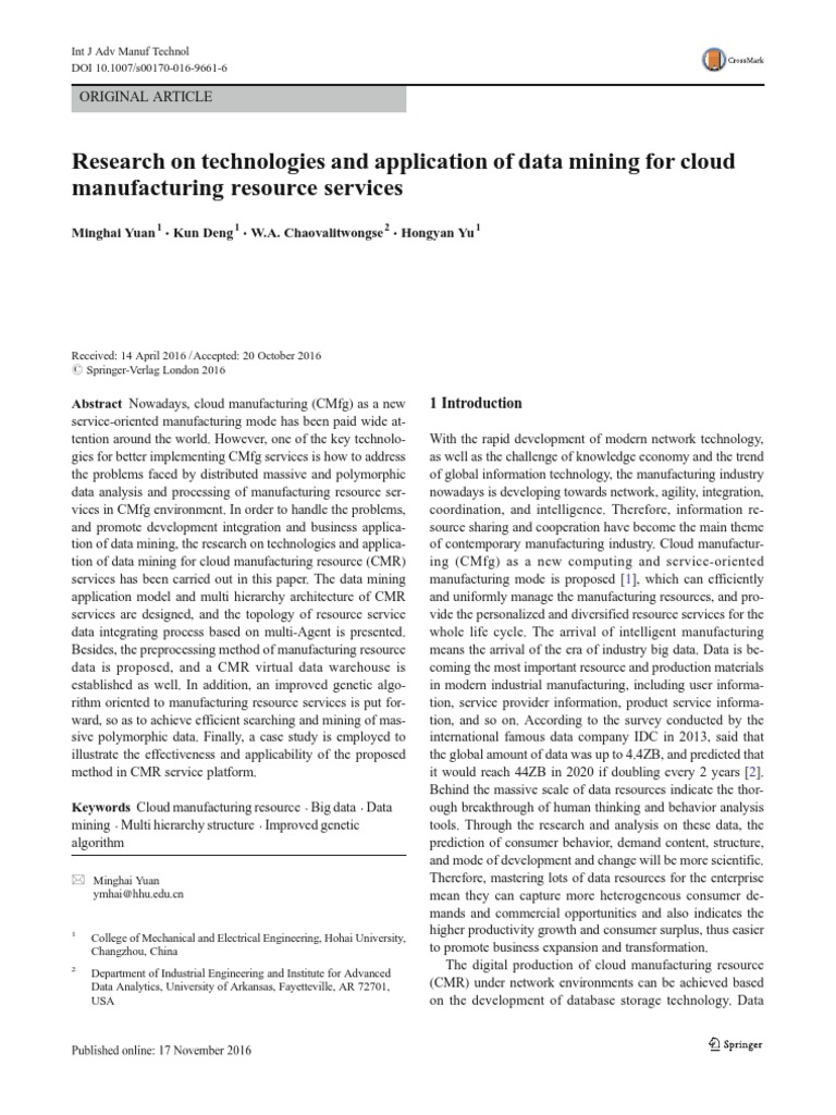 Yuan 2016 | PDF | Genetic Algorithm | Data Mining image.
