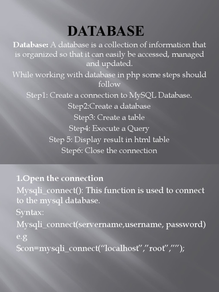 PHP MySQL Database Management Guide | PDF | Software Engineering ...