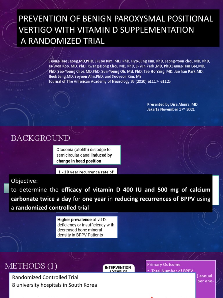 Prevention of benign paroxysmal positional vertigo with vitamin PDF