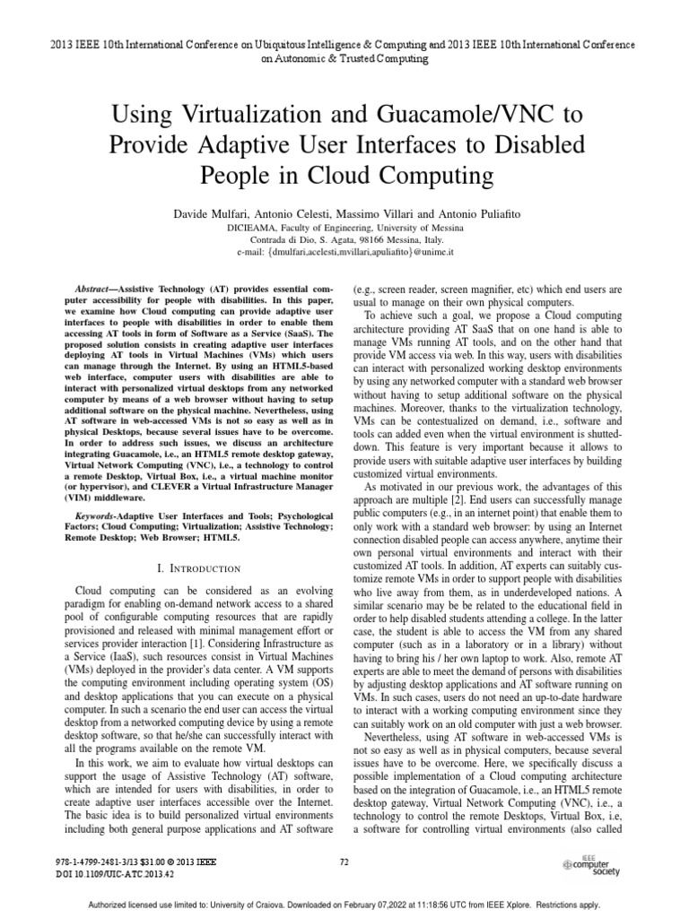 Using Virtualization and Guacamole VNC To Provide Adaptive User