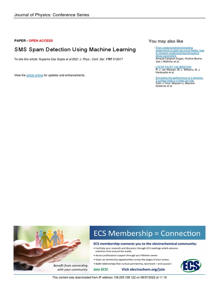 SMS Spam Detection with Machine Learning | PDF