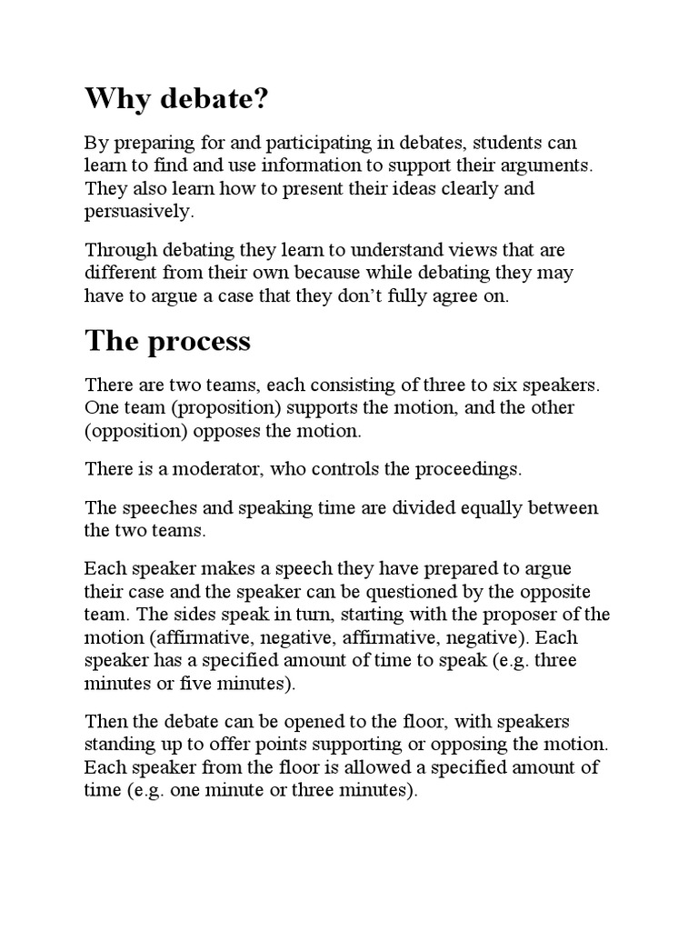 Debate Rules and Guidelines PDF Communication Cognition