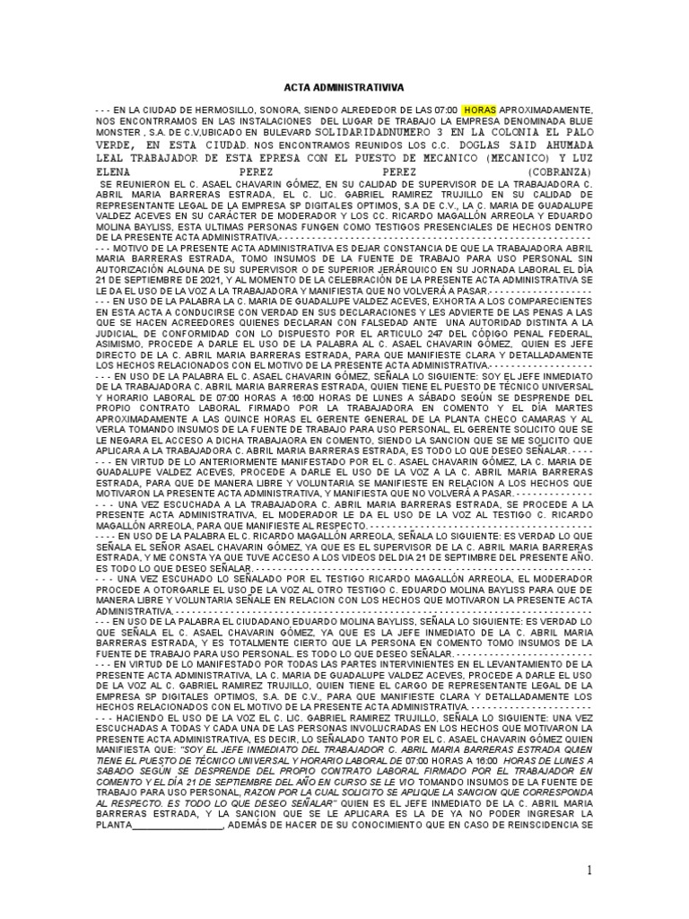 Acta Administrativa | PDF