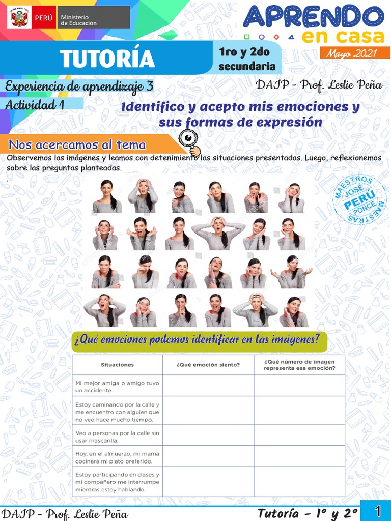 Tutoria 1 y 2 - Experiencia 3 - Actividad 1 | PDF | Las emociones ...