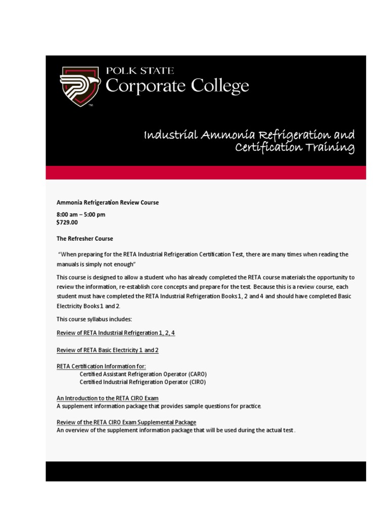 Industrial Ammonia Refrigeration and Certification Training PDF