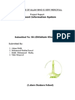Management Information System: by The Name of Allah Who Is Very Mercifull Project Report