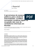 A Governança de Espaços Públicos para o Teste de Informalidade