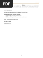 El Desarrollo en La Edad de La Educación Infantil (LL) : Lenguaje Y Comunicación. El Pensamiento Percepto-Motor. Implicaciones Educativas