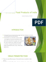 Fermented Food Products of India: Student Number-A73659