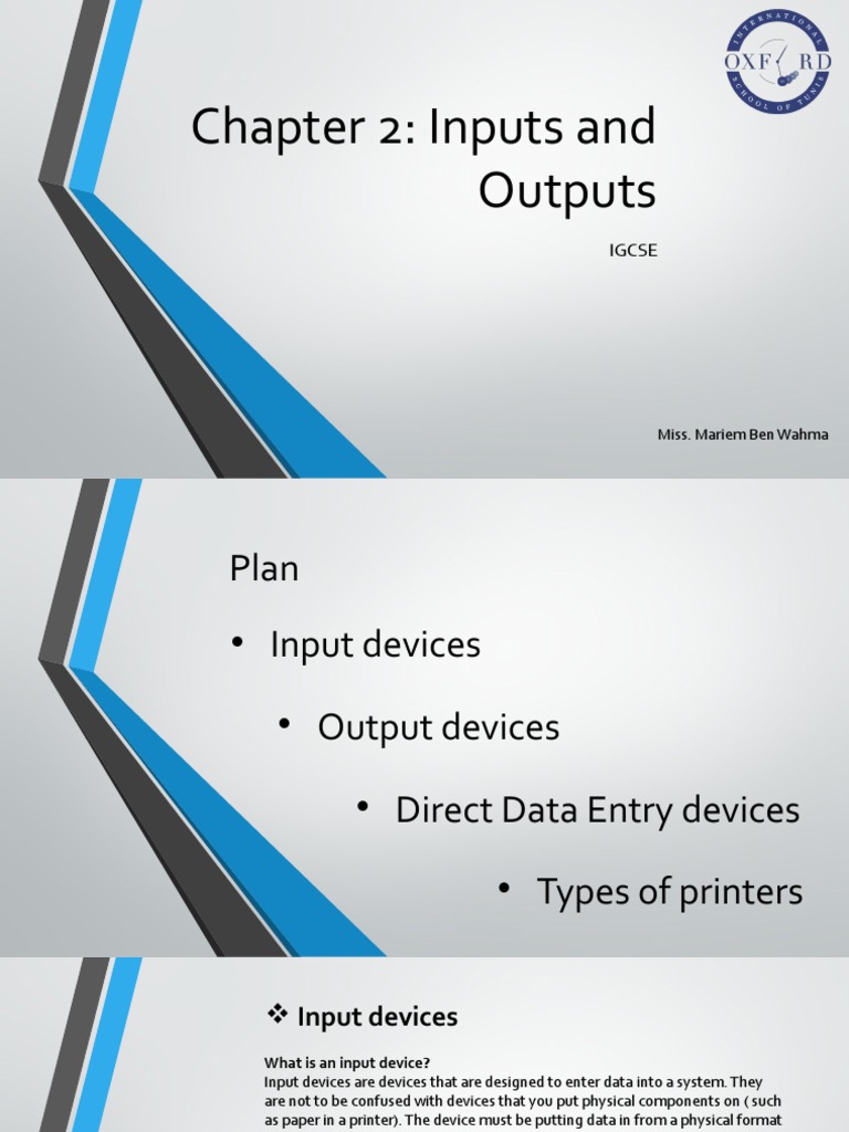 Chapter 2 - Inputs and Outputs | PDF | Printer (Computing) | Barcode