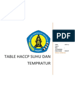 TABLE HACCP SUHU DAN TEMPRATUR