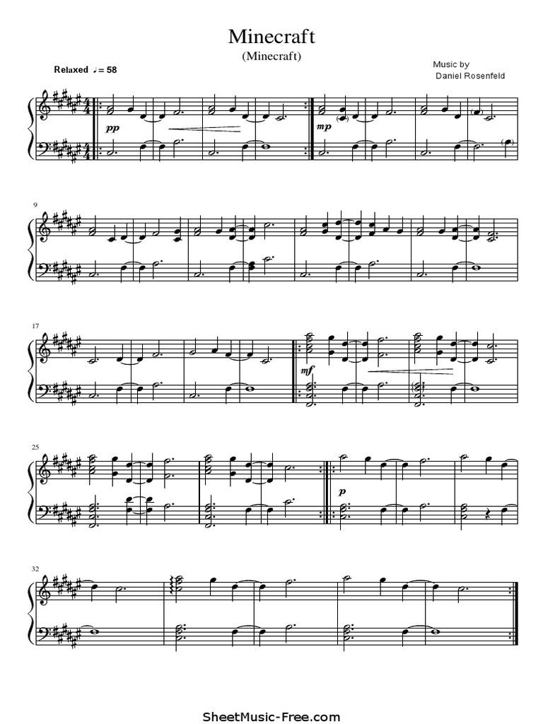 Easy Minecraft Piano Sheet Music | PDF | Musicians
