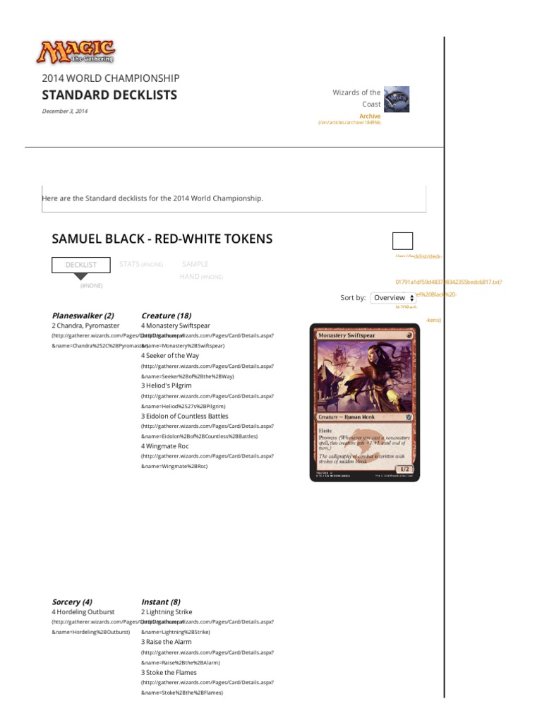 Standard Decklists Magic The Gathering PDF
