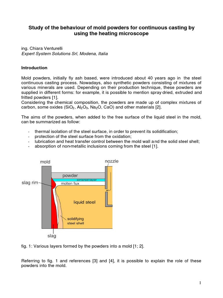 Mold Powders Continuous Casting PDF Casting (Metalworking