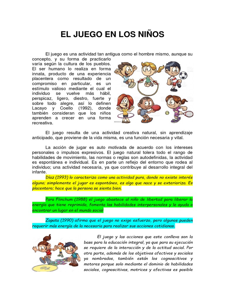 Importancia del Juego en la Infancia | PDF | Educación de la primera ...