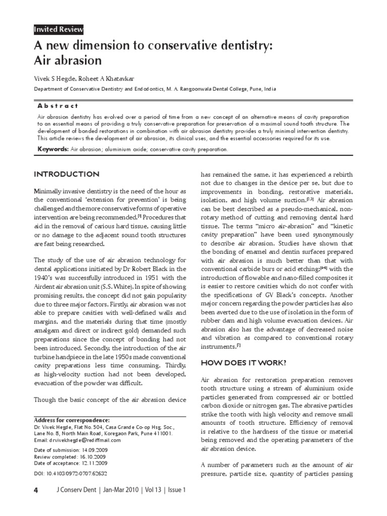 A New Dimension To Conservative Dentistry Air Abrasionvivek S Hegde