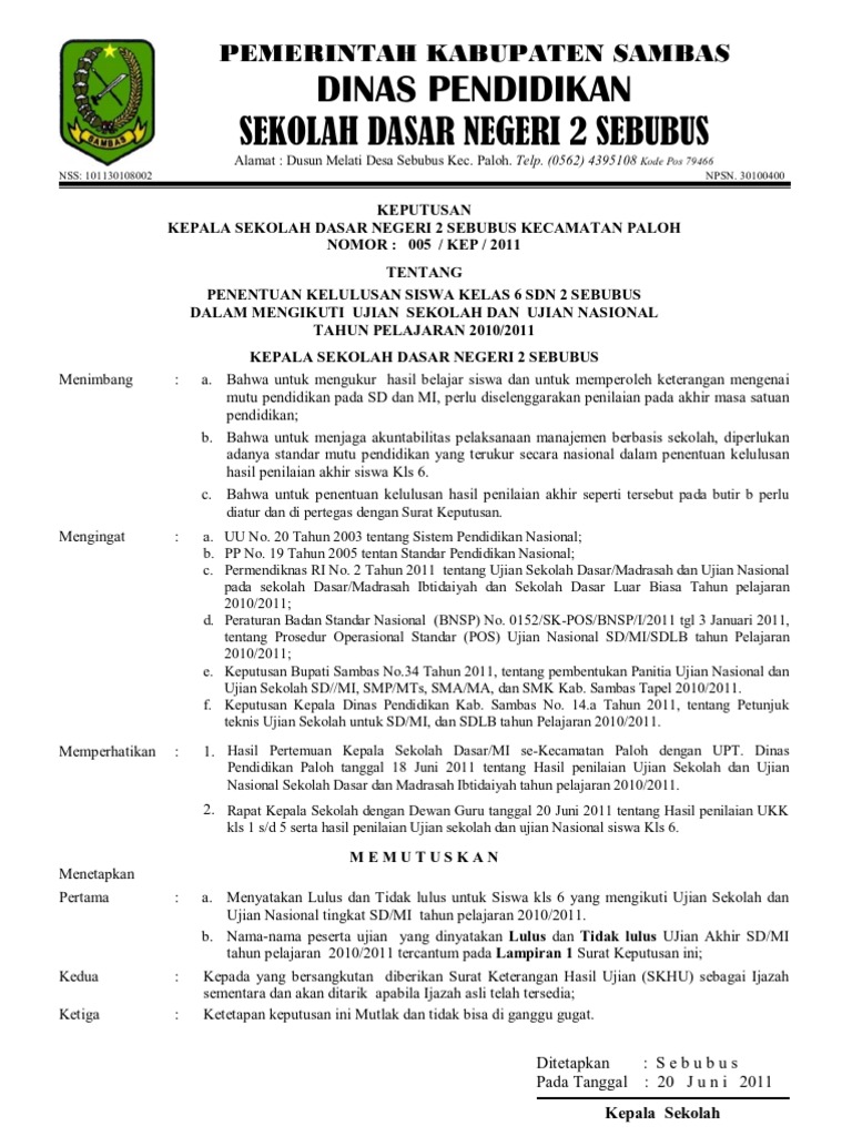 Yuk Simak 12+ Contoh Surat Keputusan Wisuda Paud Format Baru 