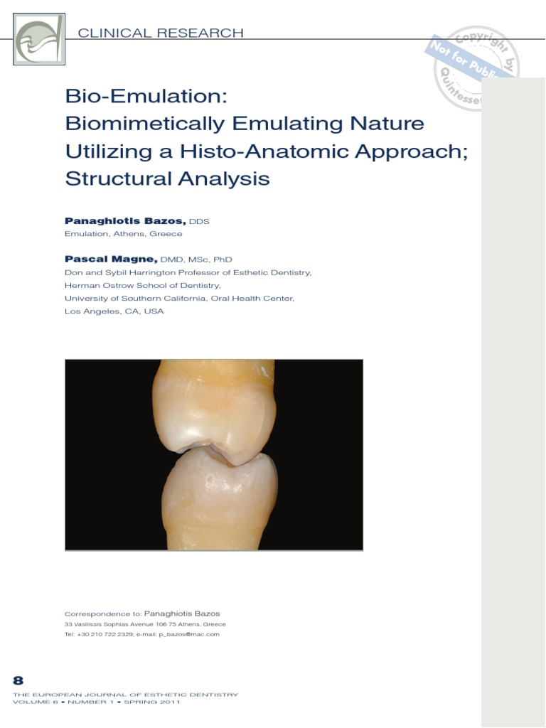 Bio-Emulation in Esthetic Dentistry | PDF | Tooth Enamel | Dentin