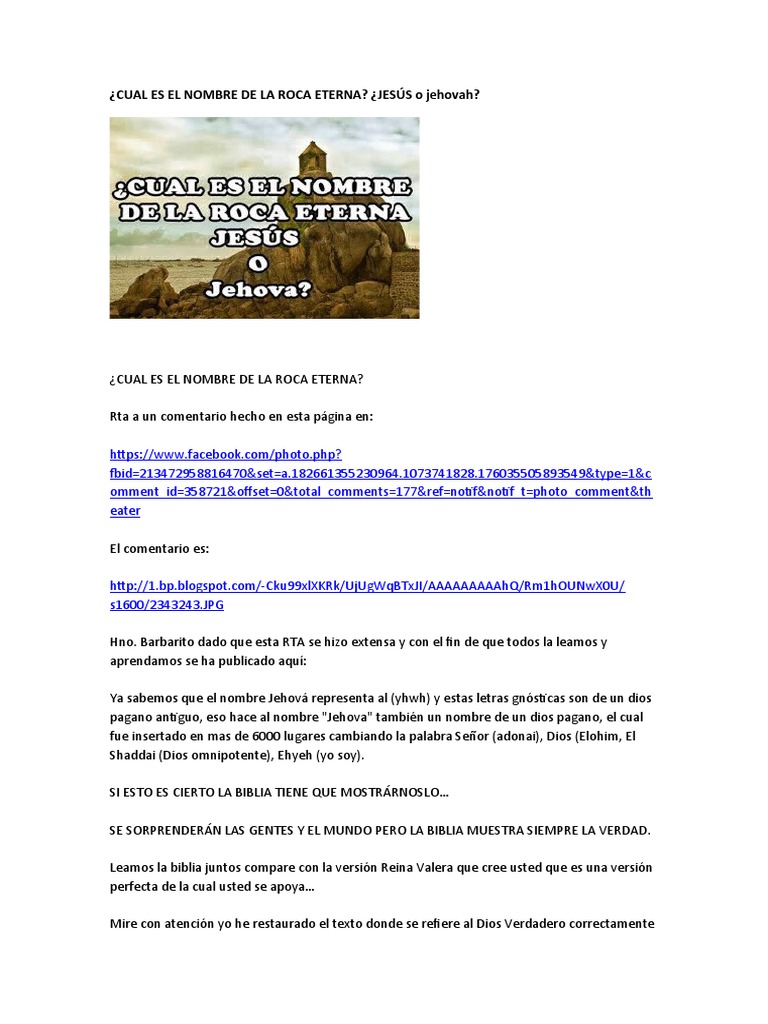 Cual Es El Nombre de La Roca Eterna | PDF | Jehová | Dios