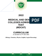 2022 Medical and Dental Colleges Admission Test (Mdcat) Curriculum