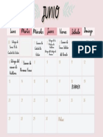 Calendario Junio Degradado Rosa y Azul