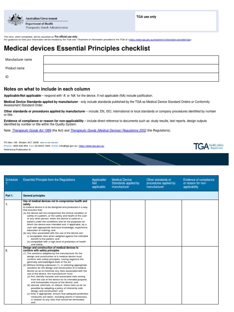 Medical Devices Essential Principles Checklist | PDF | Medical Device ...