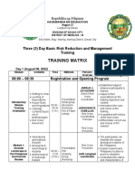 Three (3) Day Basic Risk Reduction and Management Training Matrix