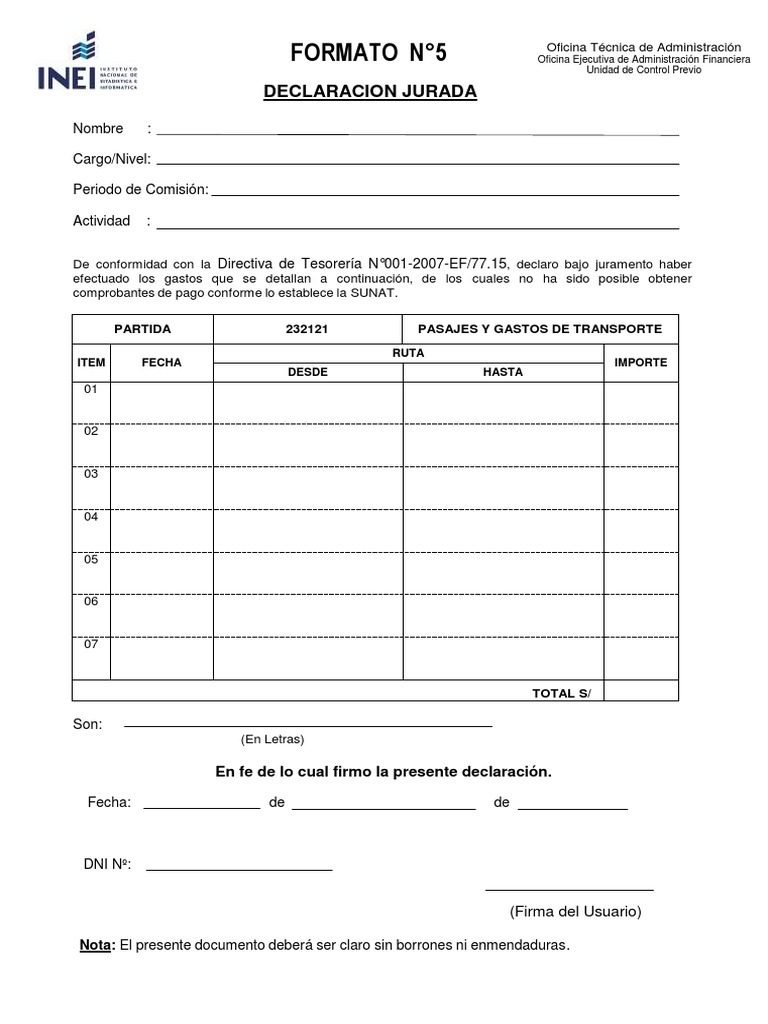 Formato 5 | PDF | Finanzas y dinero