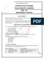 Lakshya Polytechnic Plan. Execute. Achieve: Unit - 02 Management Process