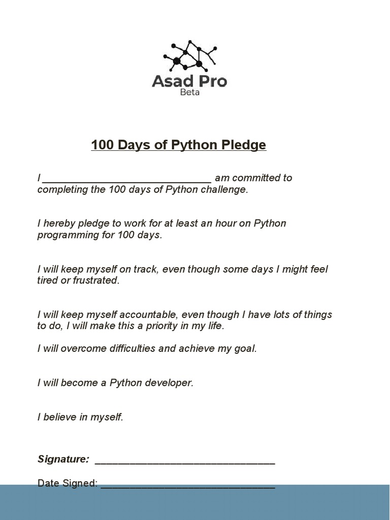 100 Days of Python Pledge | PDF