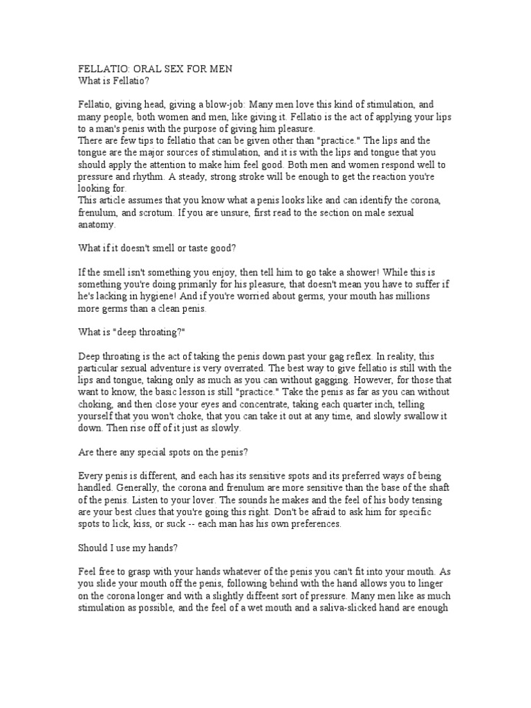 Fellatio | PDF | Fellatio | Sexual Intercourse