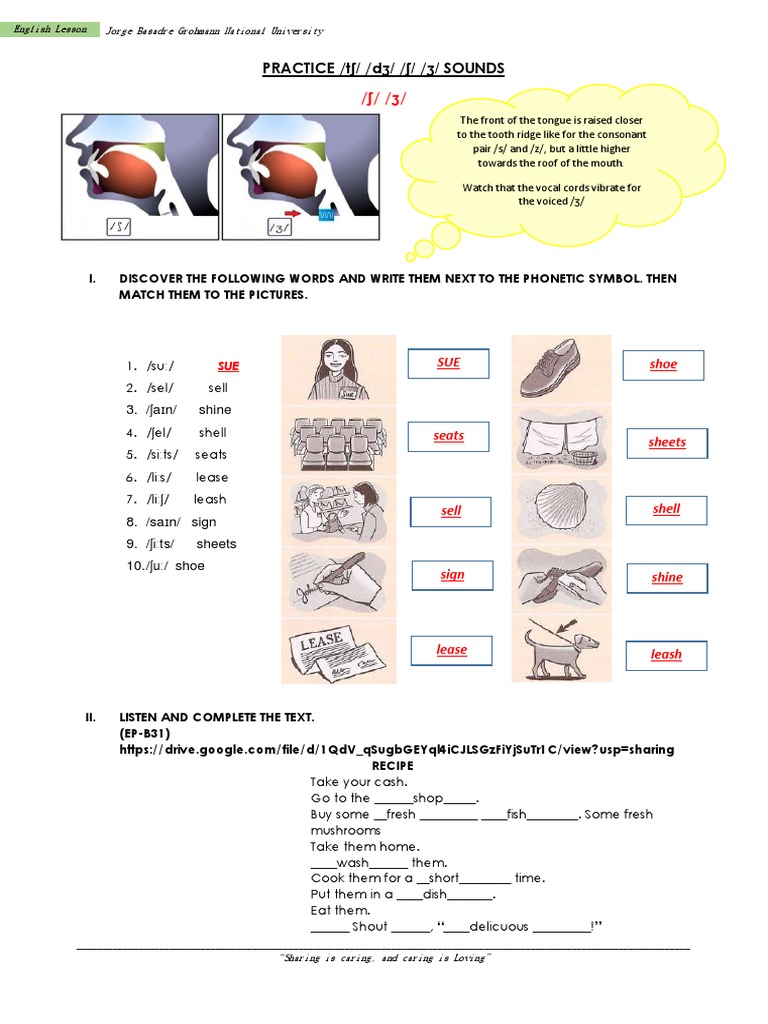 PRACTICE /TƩ/ /DƷ/ /Ʃ/ /Ʒ/ SOUNDS | PDF | Phonetics | Human Voice