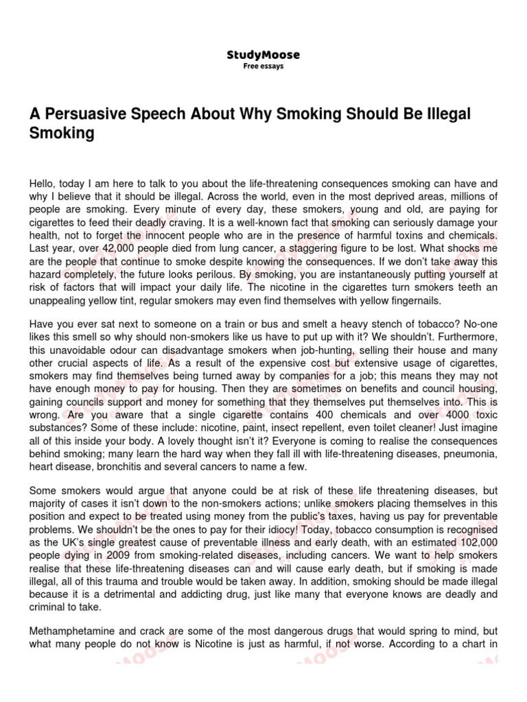 persuasive speech topics smoking