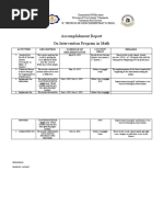 Accomplishment Report On Intervention Program in Math