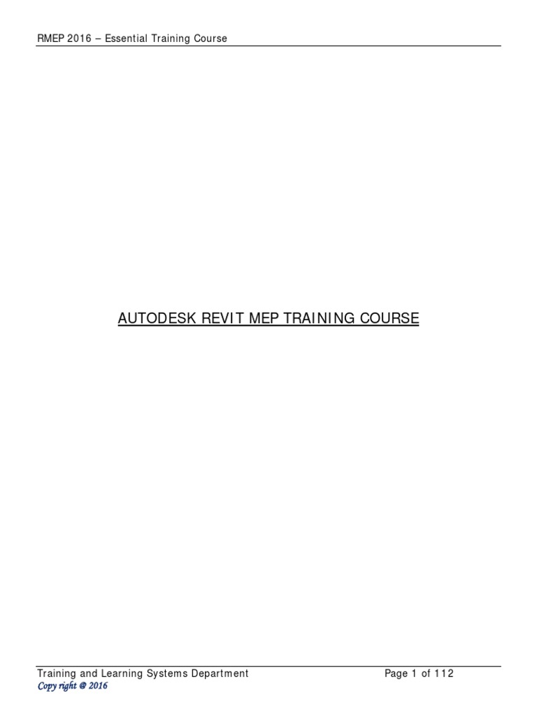 Autodesk Revit Mep 2016 Training Course 2016 Pdf Duct Flow