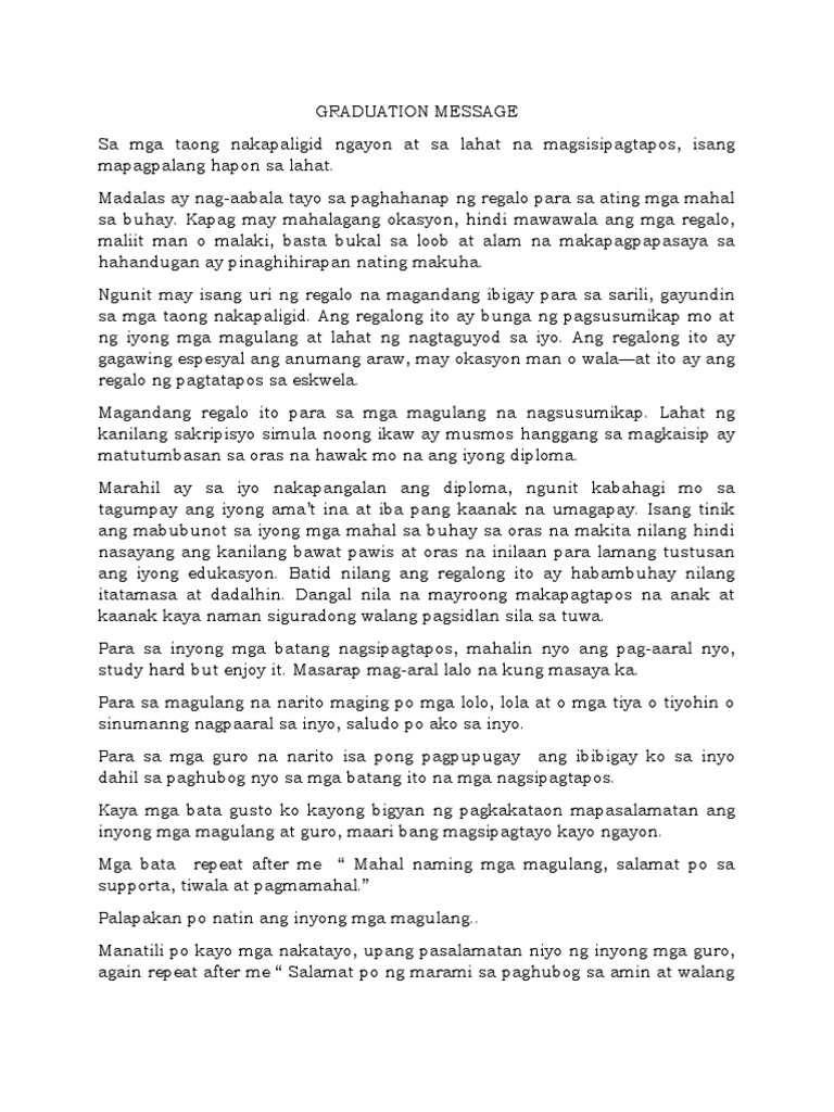Graduation Message | PDF