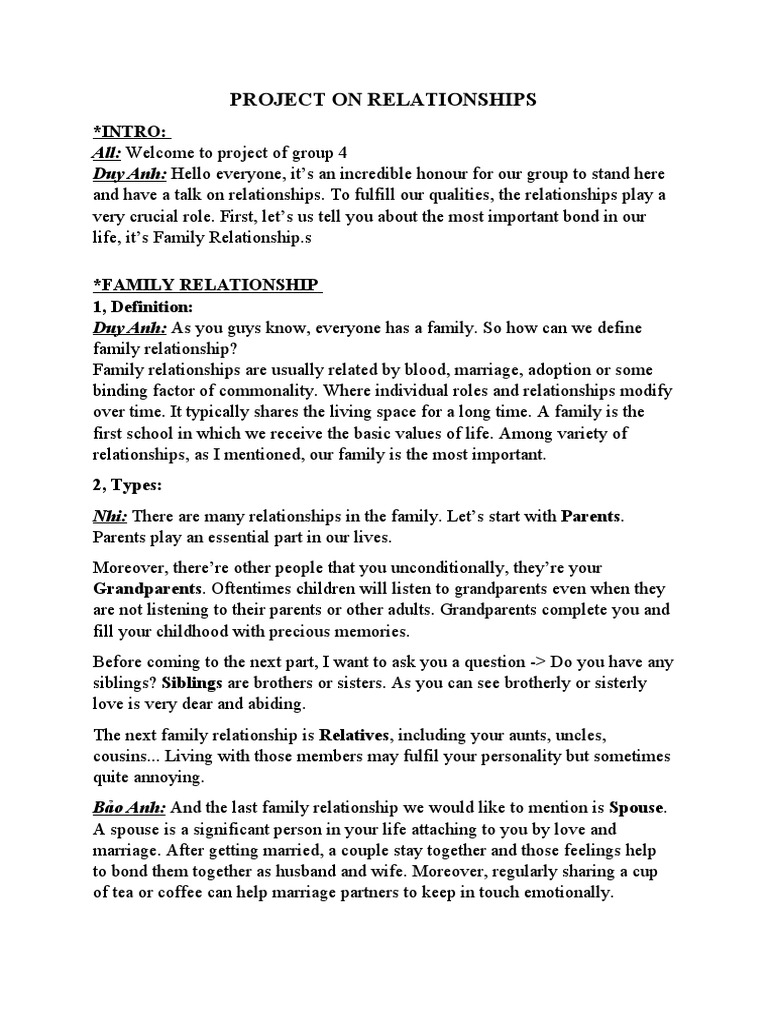 Project On Relationships | PDF | Family | Love