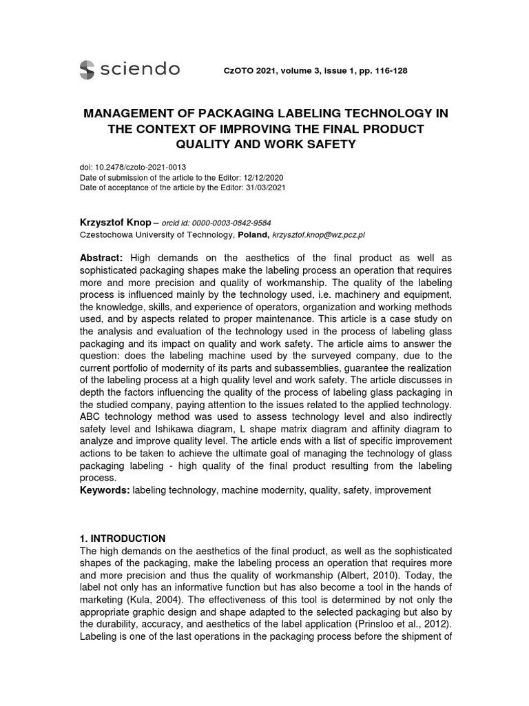 Labeling Technology for Quality & Safety | PDF | Occupational Safety ...