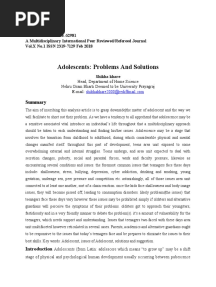 Adolescents: Problems and Solutions