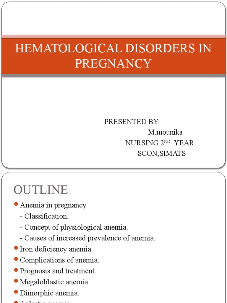 Hematoloical Disorders in Pregnancy | PDF | Anemia | Diseases And Disorders