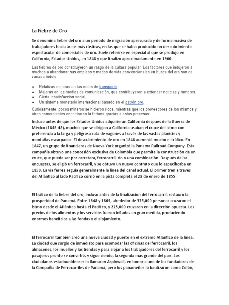 Fichas De Trabajo Sobre La Fiebre Del Oro La Fabriquilla Del Oro
