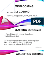 Absorption Costing and Variable Costing - Pagaddut 2020