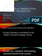 Theoretical Perspectives in Social Psychology: Continuation Social Exchange Theory Evolutionary Theory